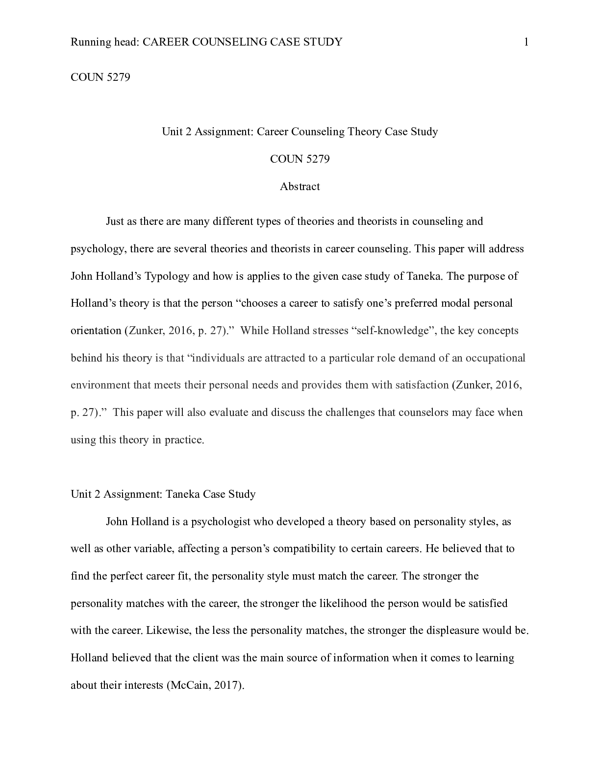 Preview of U02A01_career_counseling_theory_case_study.docx  COUN 5279  Unit 2 Assignment: Career Coun